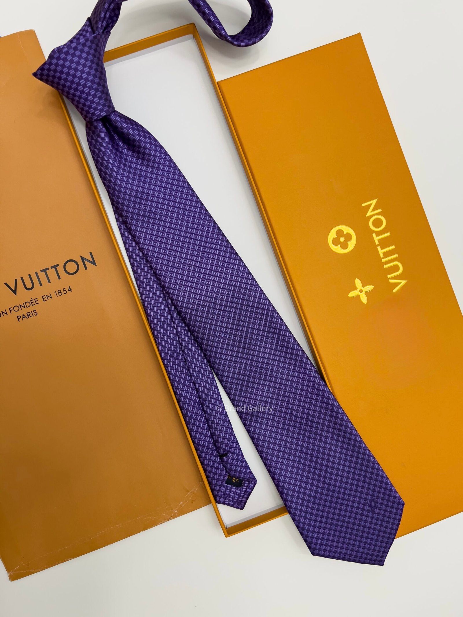 Louis Vuitton Purple MICRO DAMIER SILK TIE