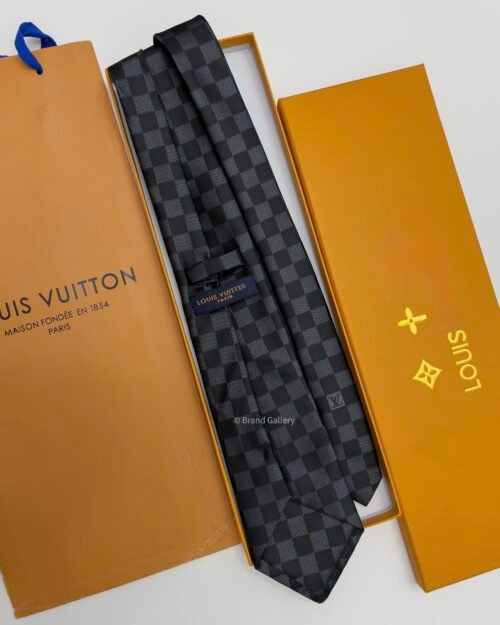 Louis Vuitton Black DAMIER SILK TIE