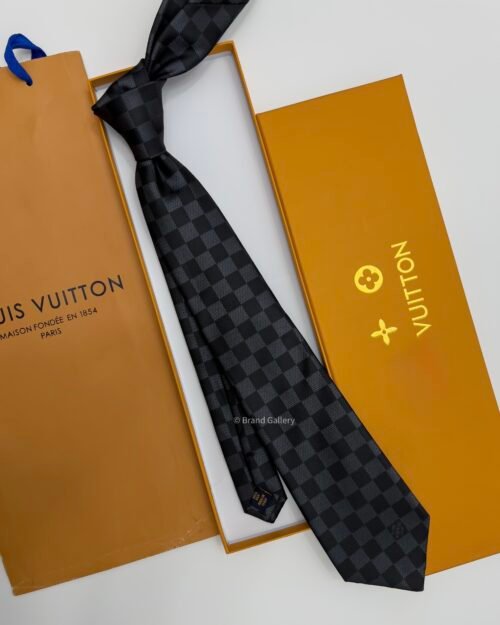 Louis Vuitton Black DAMIER SILK TIE