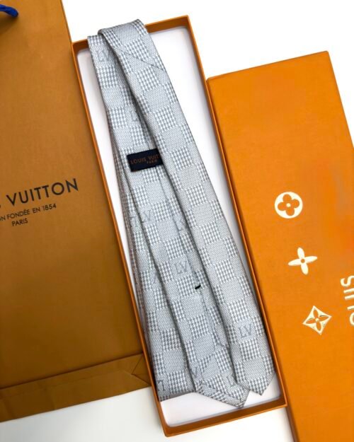 Louis Vuitton Gris Clair PIED DE POULE SILK TIE