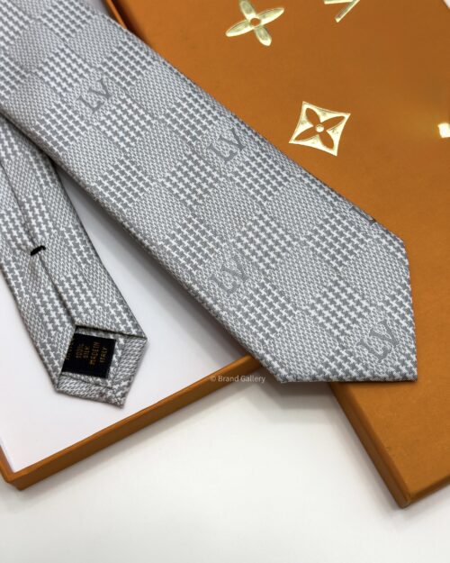 Louis Vuitton Gris Clair PIED DE POULE SILK TIE