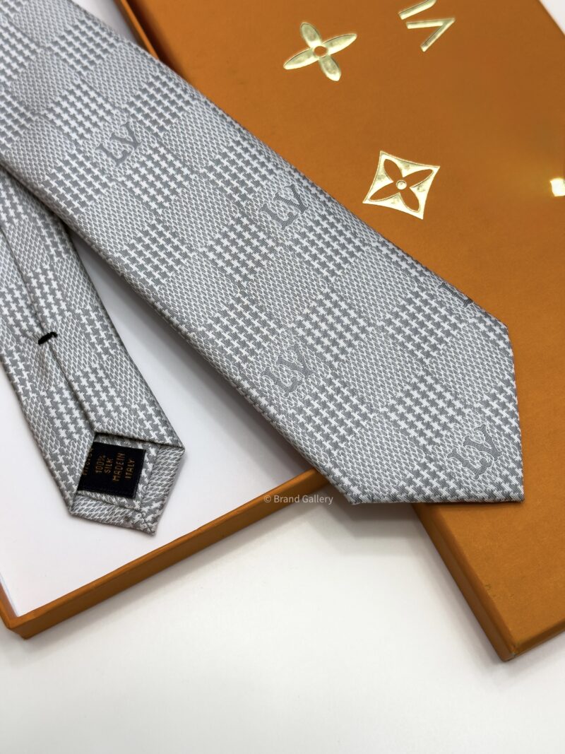 Louis Vuitton Gris Clair PIED DE POULE SILK TIE