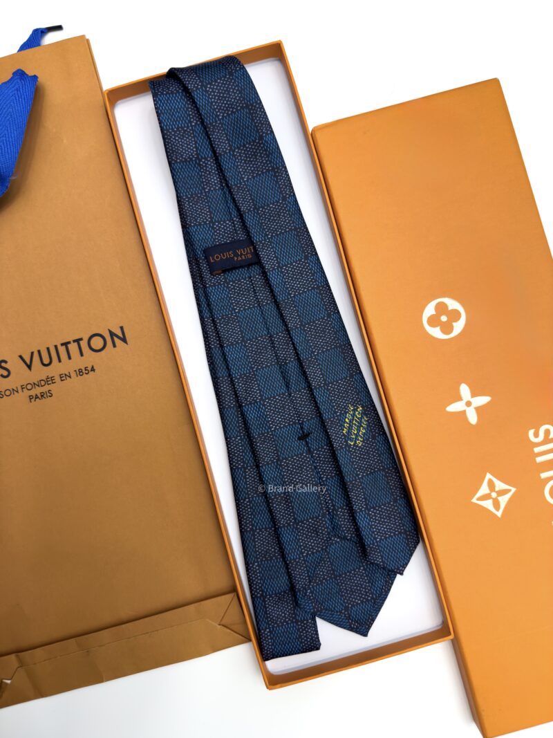 Louis Vuitton Denim Blue DAMIER HERITAGE SILK TIE