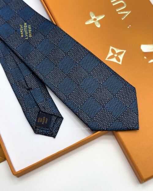 Louis Vuitton Denim Blue DAMIER HERITAGE SILK TIE