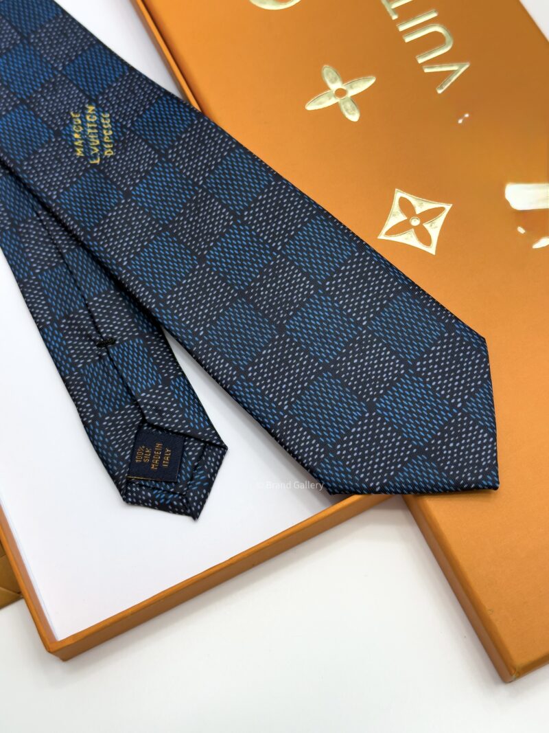 Louis Vuitton Denim Blue DAMIER HERITAGE SILK TIE