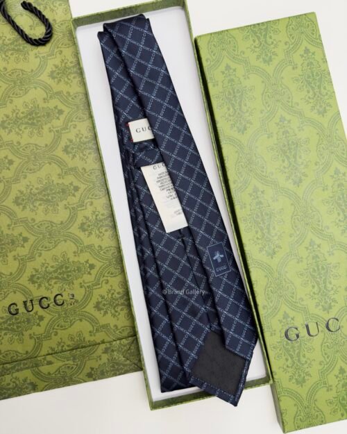 Gucci Navy Blue GUCCI LOGO SILK TIE