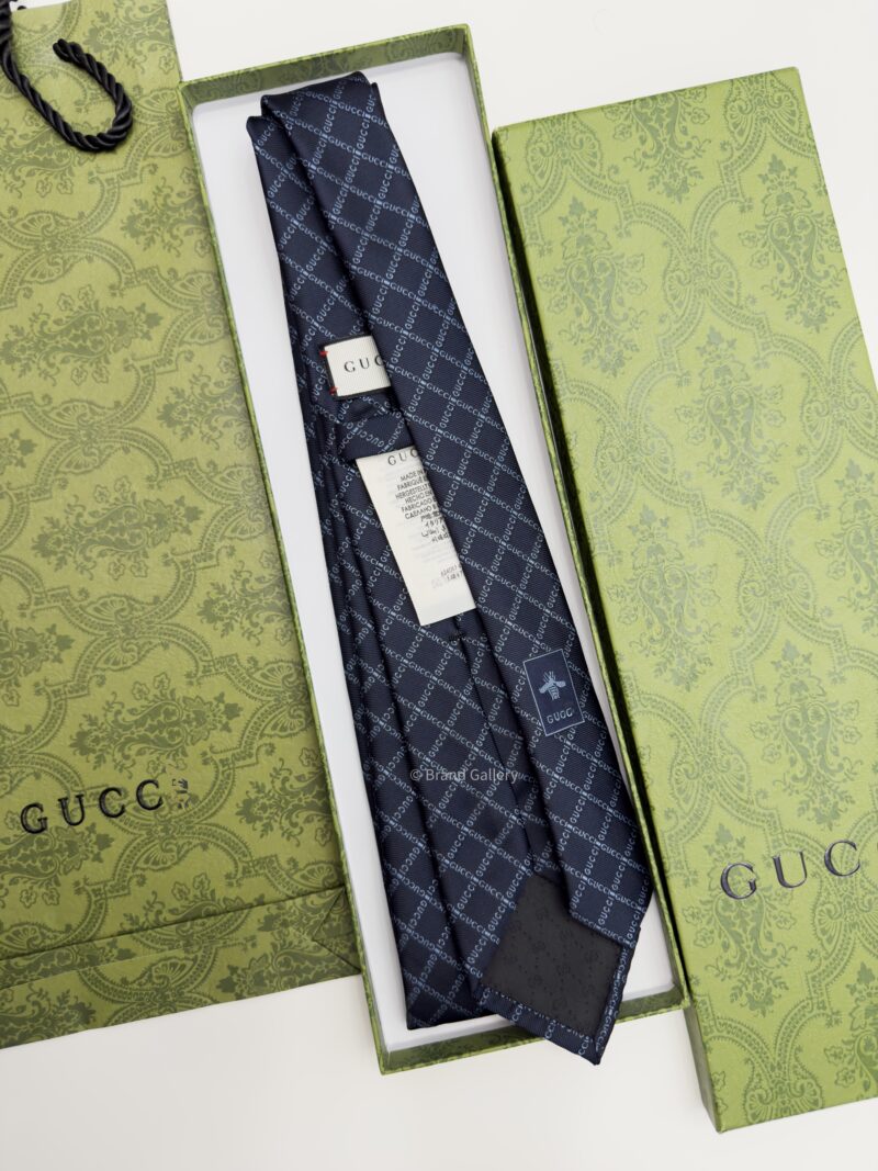 Gucci Navy Blue GUCCI LOGO SILK TIE