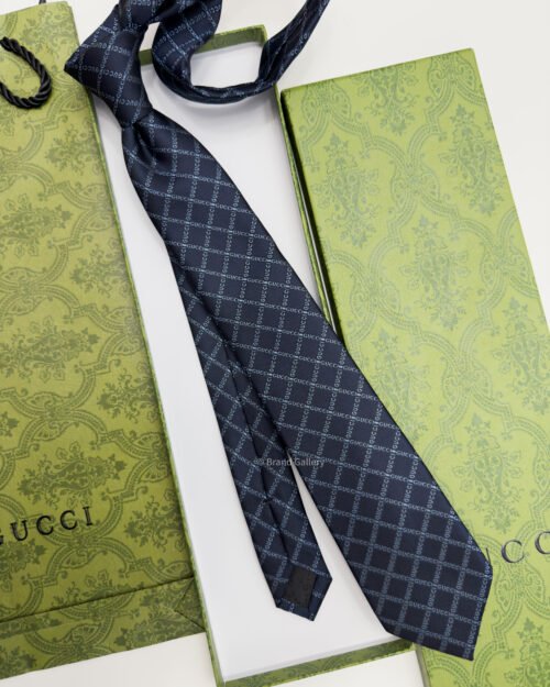 Gucci Navy Blue GUCCI LOGO SILK TIE