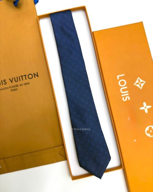 Louis Vuitton Navy Blue MONOGRAM GRADIENT SILK TIE