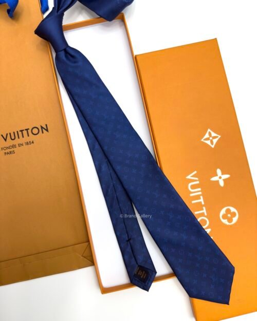 Louis Vuitton Navy Blue MONOGRAM GRADIENT SILK TIE