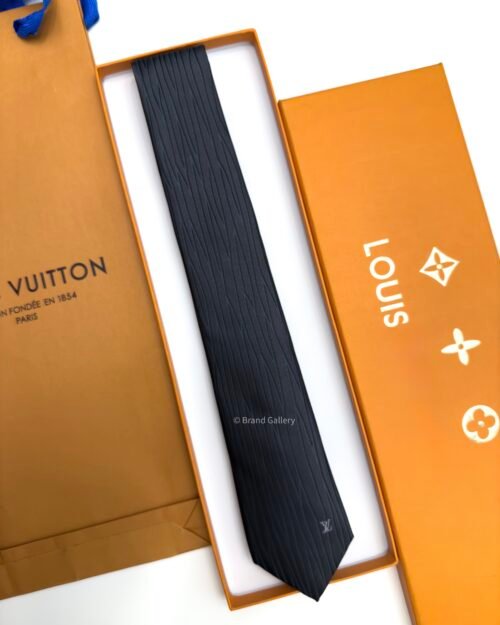 Louis Vuitton Black Oversize EPI SILK TIE
