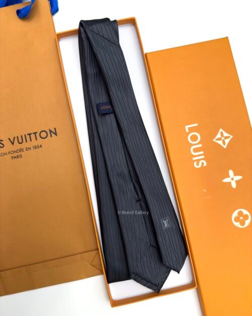 Louis Vuitton Black Oversize EPI SILK TIE