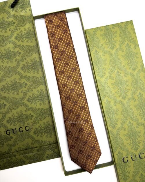 Gucci Dark Copper INTERLOCKING GG SILK TIE