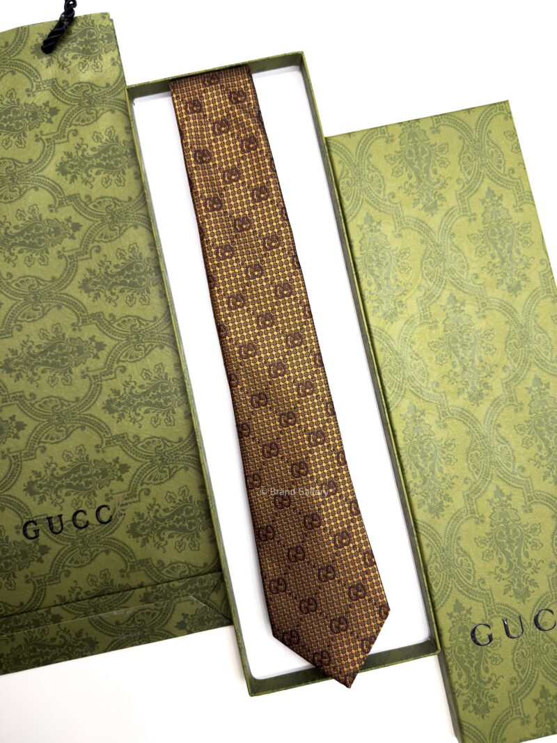 Gucci Dark Copper INTERLOCKING GG SILK TIE