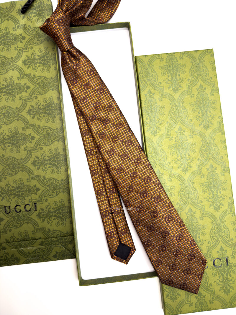 Gucci Dark Copper INTERLOCKING GG SILK TIE