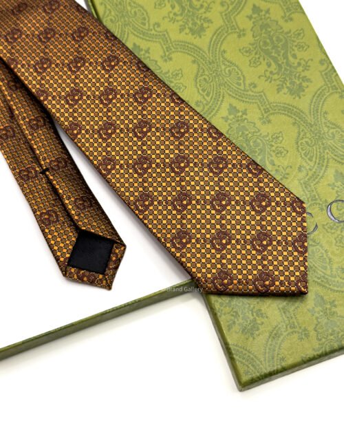 Gucci Dark Copper INTERLOCKING GG SILK TIE