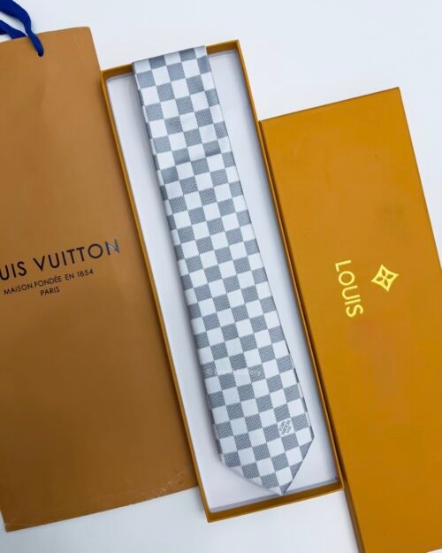 Louis Vuitton White DAMIER SILK TIE
