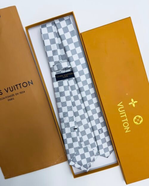 Louis Vuitton White DAMIER SILK TIE