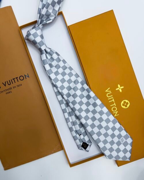 Louis Vuitton White DAMIER SILK TIE