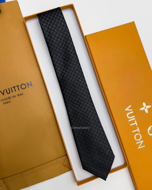 Louis Vuitton Black TEXTURE DAMIER SILK TIE