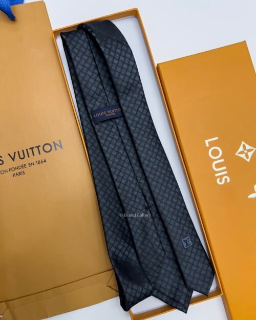 Louis Vuitton Black TEXTURE DAMIER SILK TIE