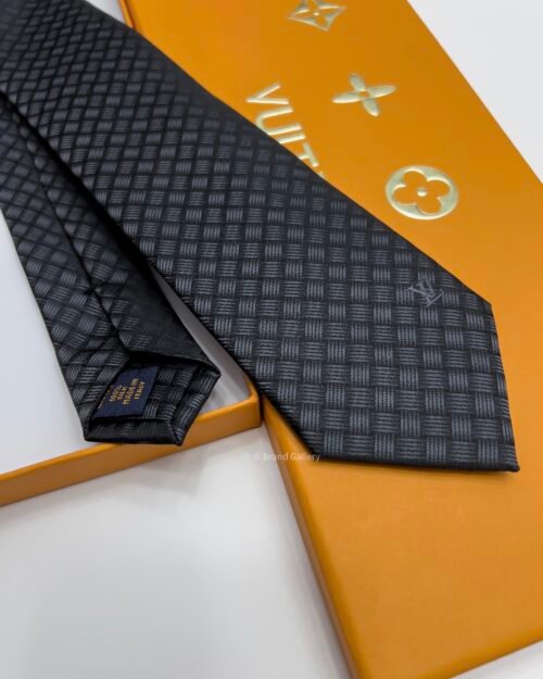 Louis Vuitton Black TEXTURE DAMIER SILK TIE