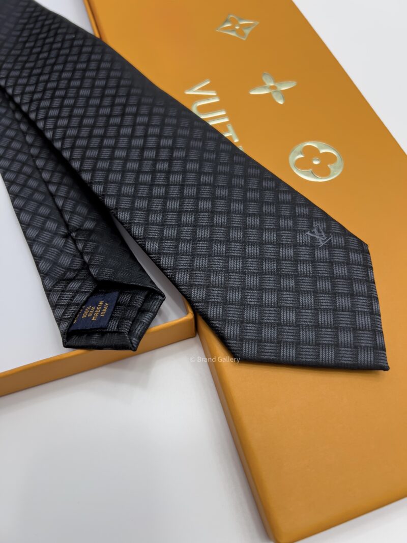 Louis Vuitton Black TEXTURE DAMIER SILK TIE