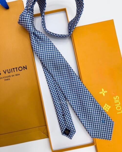 Louis Vuitton Blue ICONIC DAMIER WOVEN TIE