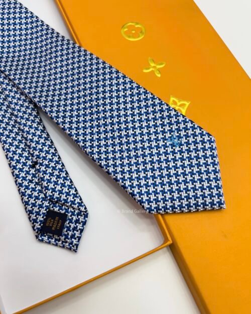 Louis Vuitton Blue ICONIC DAMIER WOVEN TIE