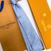 Louis Vuitton Sky Blue MICRO DAMIER SILK TIE