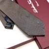 Ferragamo Salvatore Brown and Beige SMALL GANCINI ICON SILK TIE
