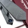 Ferragamo Salvatore Ferragamo Salvatore Light Grey SMALL GANCINI ICON SILK TIE