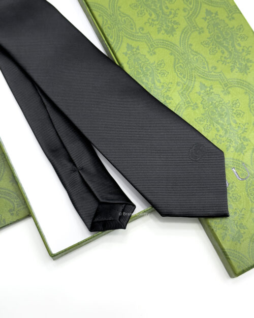 Gucci Black SOLID DOUBLE G DETAIL SILK TIE