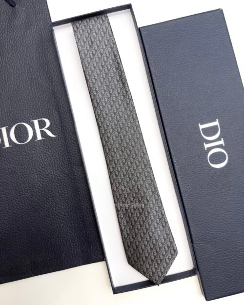 Dior Dark Grey OBLIQUE SILK TIE