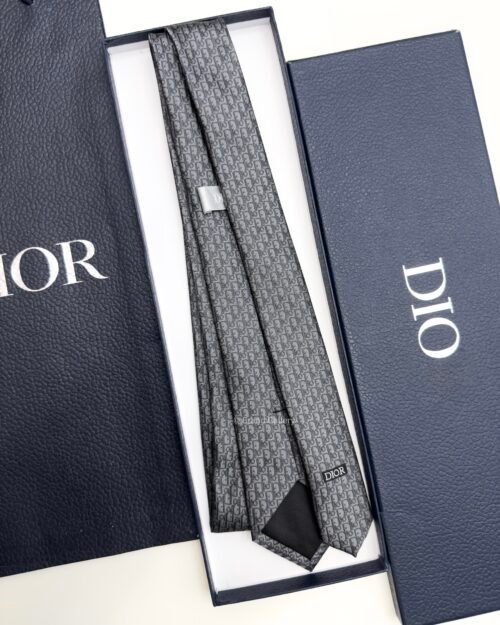 Dior Dark Grey OBLIQUE SILK TIE