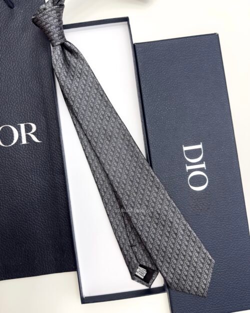 Dior Dark Grey OBLIQUE SILK TIE