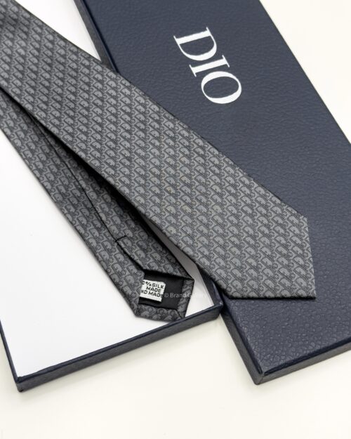 Dior Dark Grey OBLIQUE SILK TIE