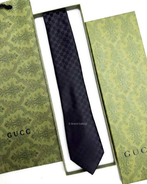 Gucci Black GG PATTERN SILK TIE