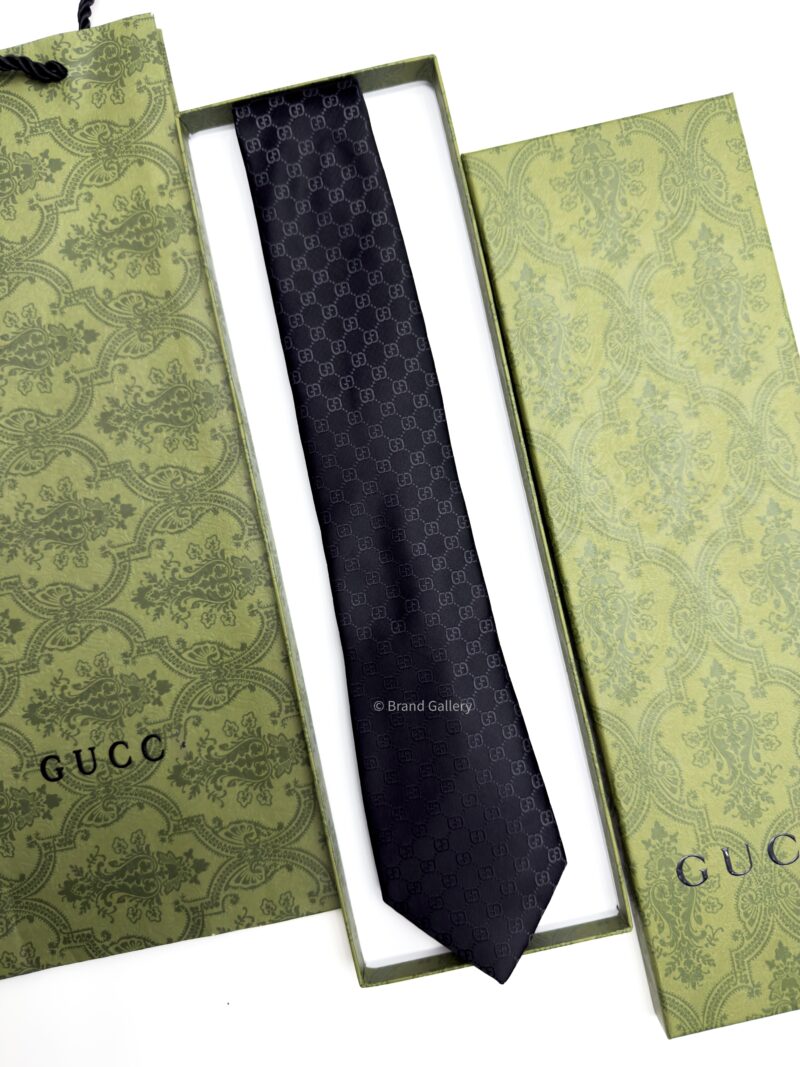 Gucci Black GG PATTERN SILK TIE