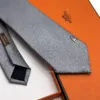 Hermes Gray Pinces H Silk Tie
