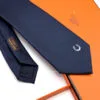 Hermes Navy PLAIN HORSESHOE SILK TIE