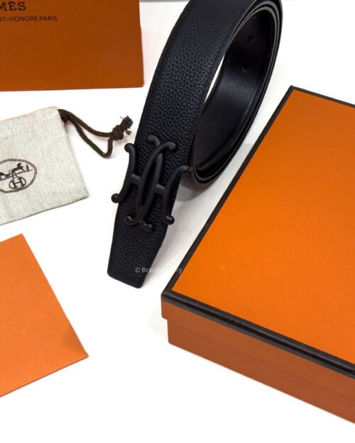 Hermes Neo Lift Buckle Black Reversible Leather Belt