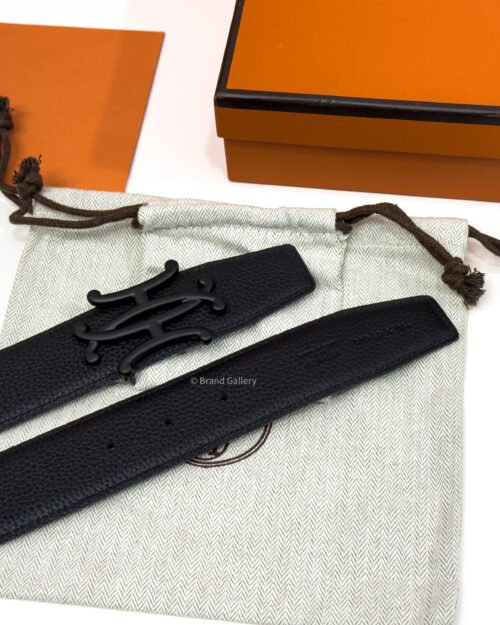 Hermes Neo Lift Buckle Black Reversible Leather Belt