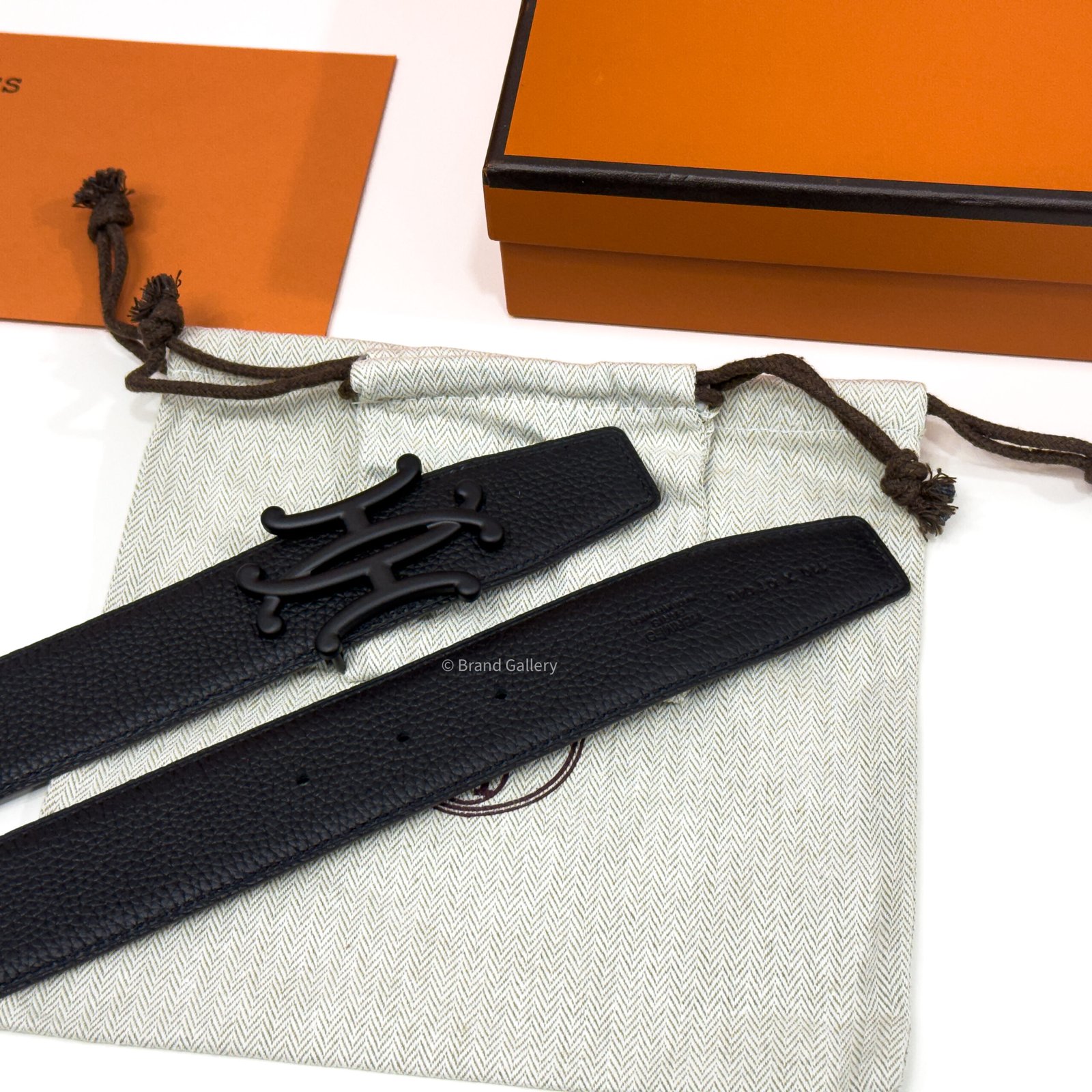 Hermes Neo Lift Buckle Black Reversible Leather Belt