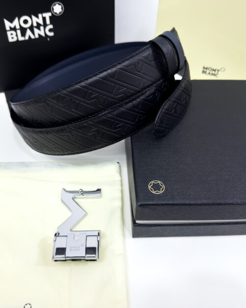 Montblanc M Buckle Black/Blue 35MM Reversible Leather Belt