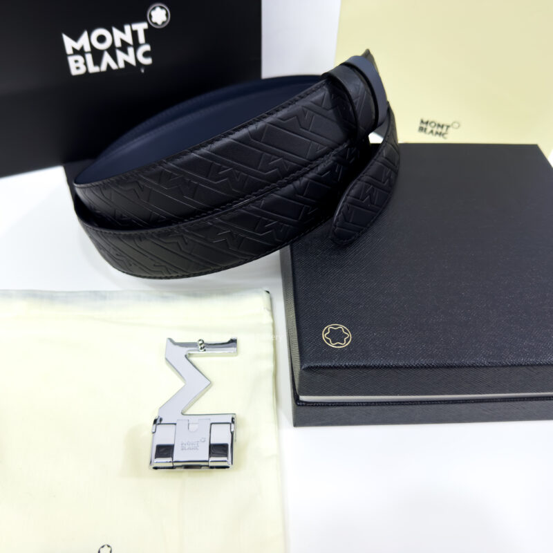 Montblanc M Buckle Black/Blue 35MM Reversible Leather Belt
