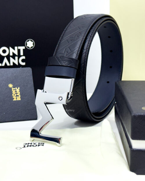 Montblanc M Buckle Black/Blue 35MM Reversible Leather Belt