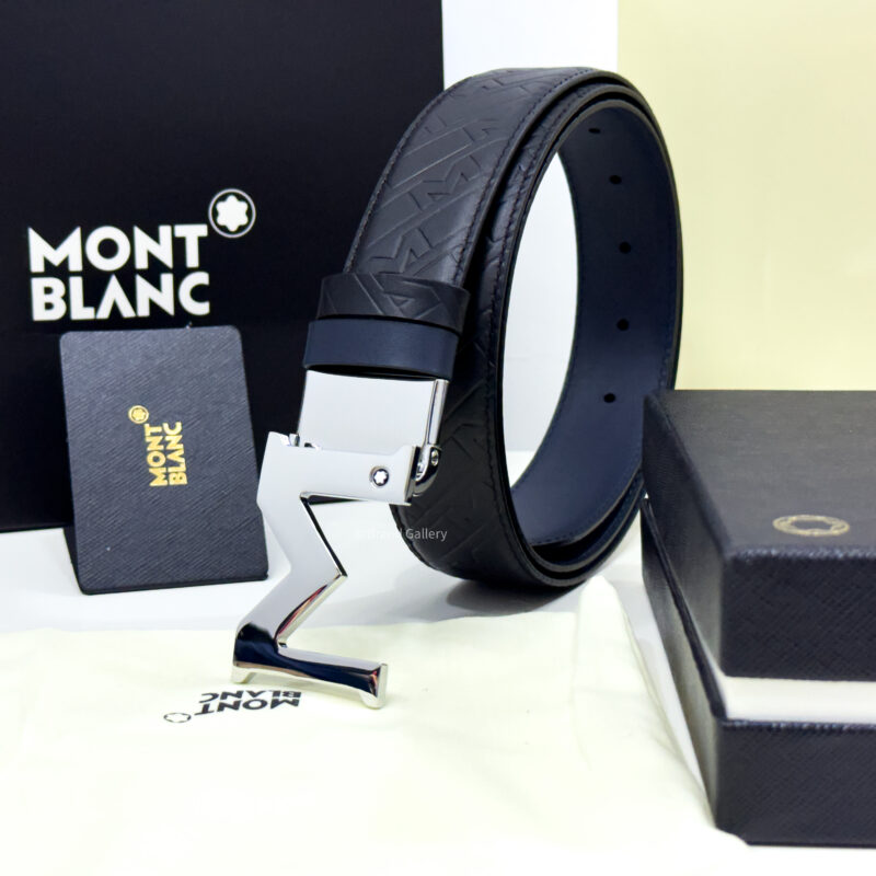 Montblanc M Buckle Black/Blue 35MM Reversible Leather Belt