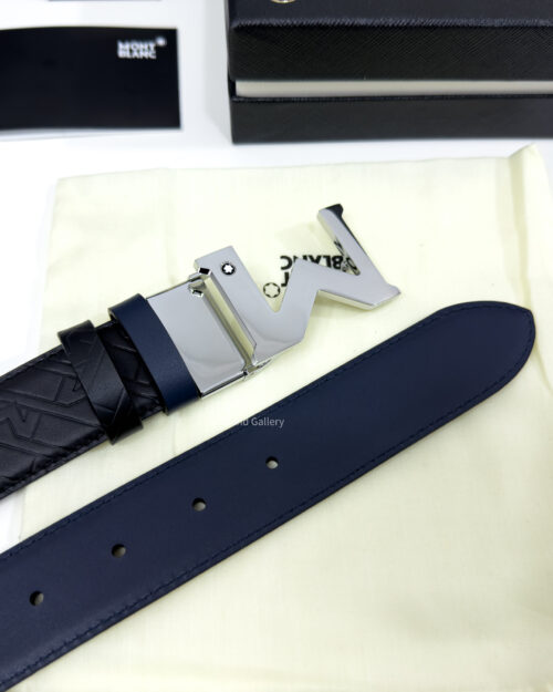 Montblanc M Buckle Black/Blue 35MM Reversible Leather Belt