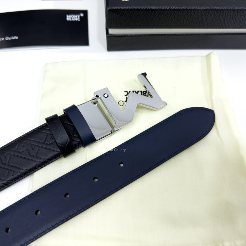Montblanc M Buckle Black/Blue 35MM Reversible Leather Belt